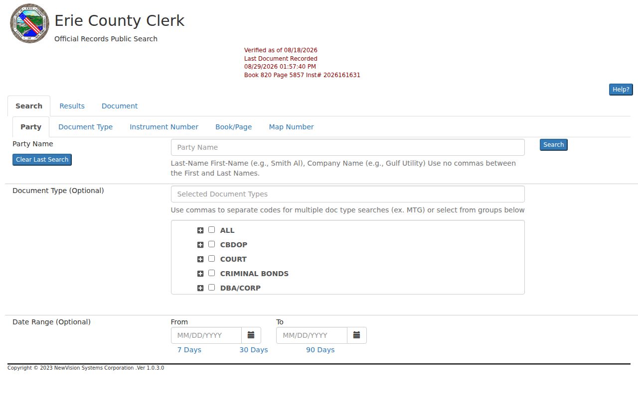 Cheektowaga residents directory Erie County Clerk BrowserView deed search