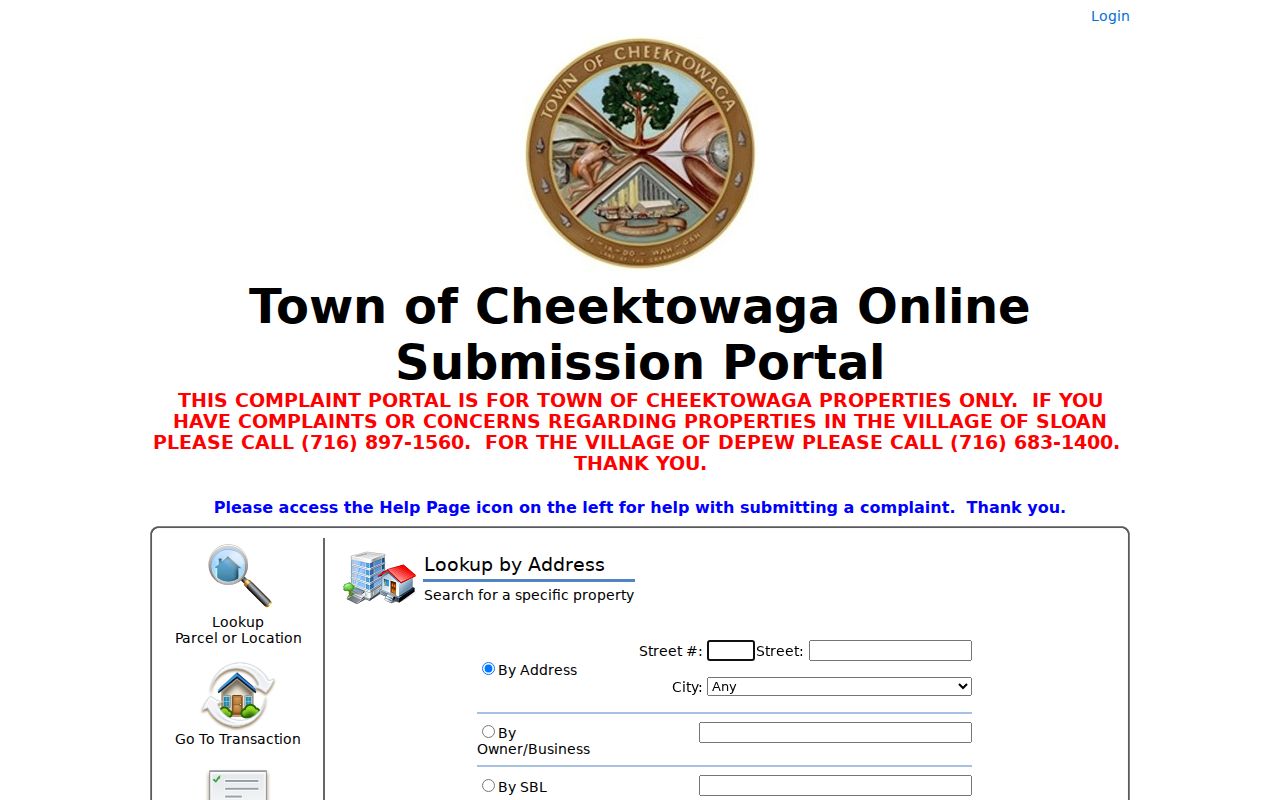 Cheektowaga street directory BAS parcel search fields